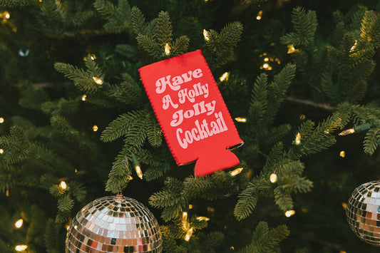 Have A Holly Jolly Cocktail Holiday Can Cooler: Red Regular Slim