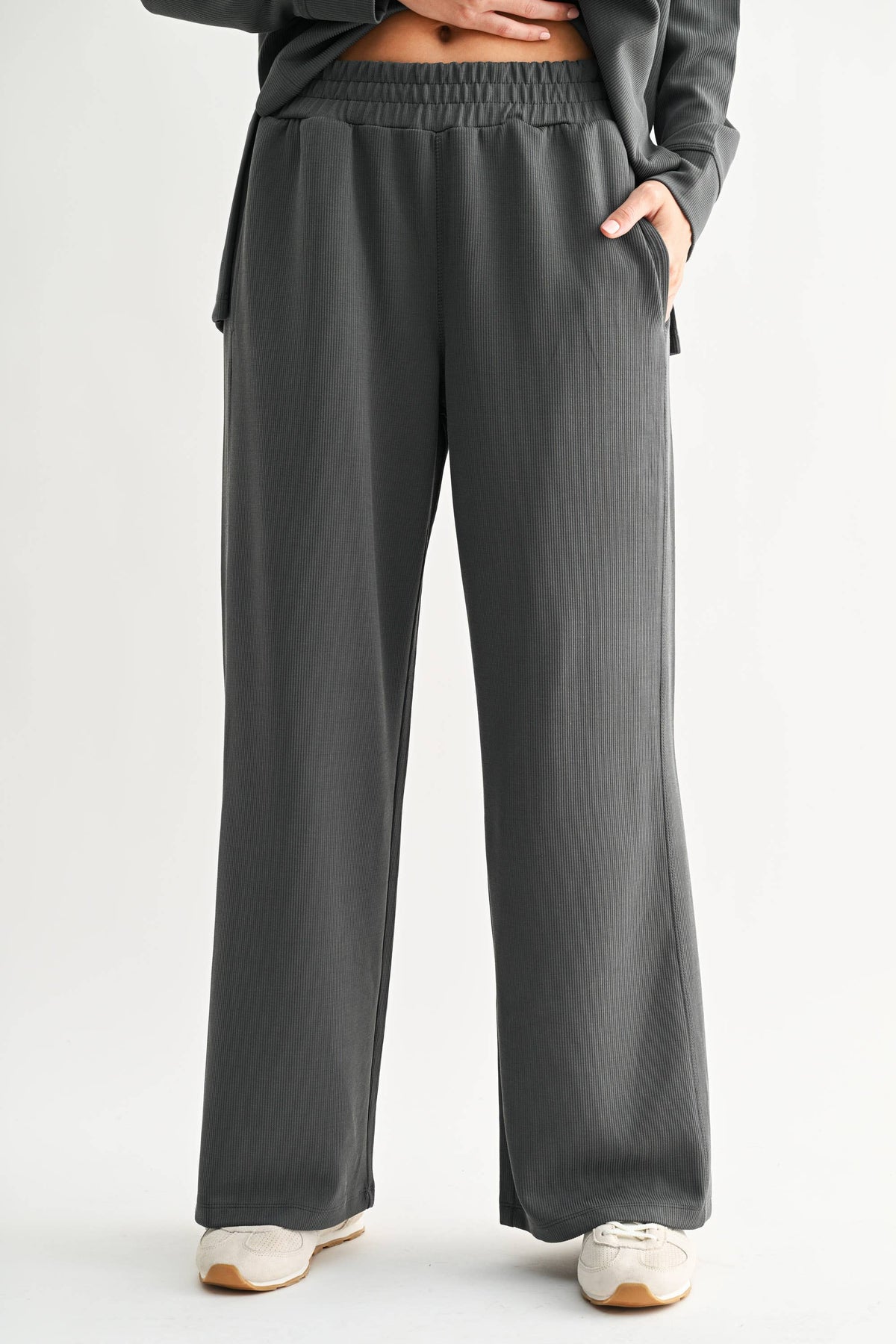 Luxe Rib Wide-Leg Pants/Ash Gray