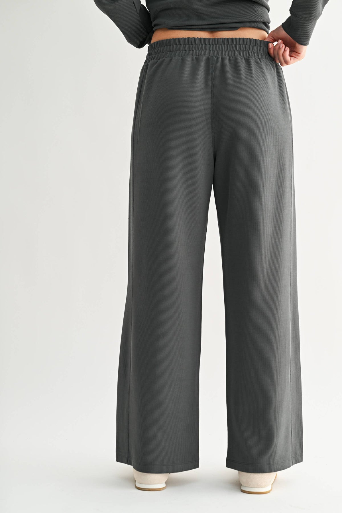 Luxe Rib Wide-Leg Pants/Ash Gray