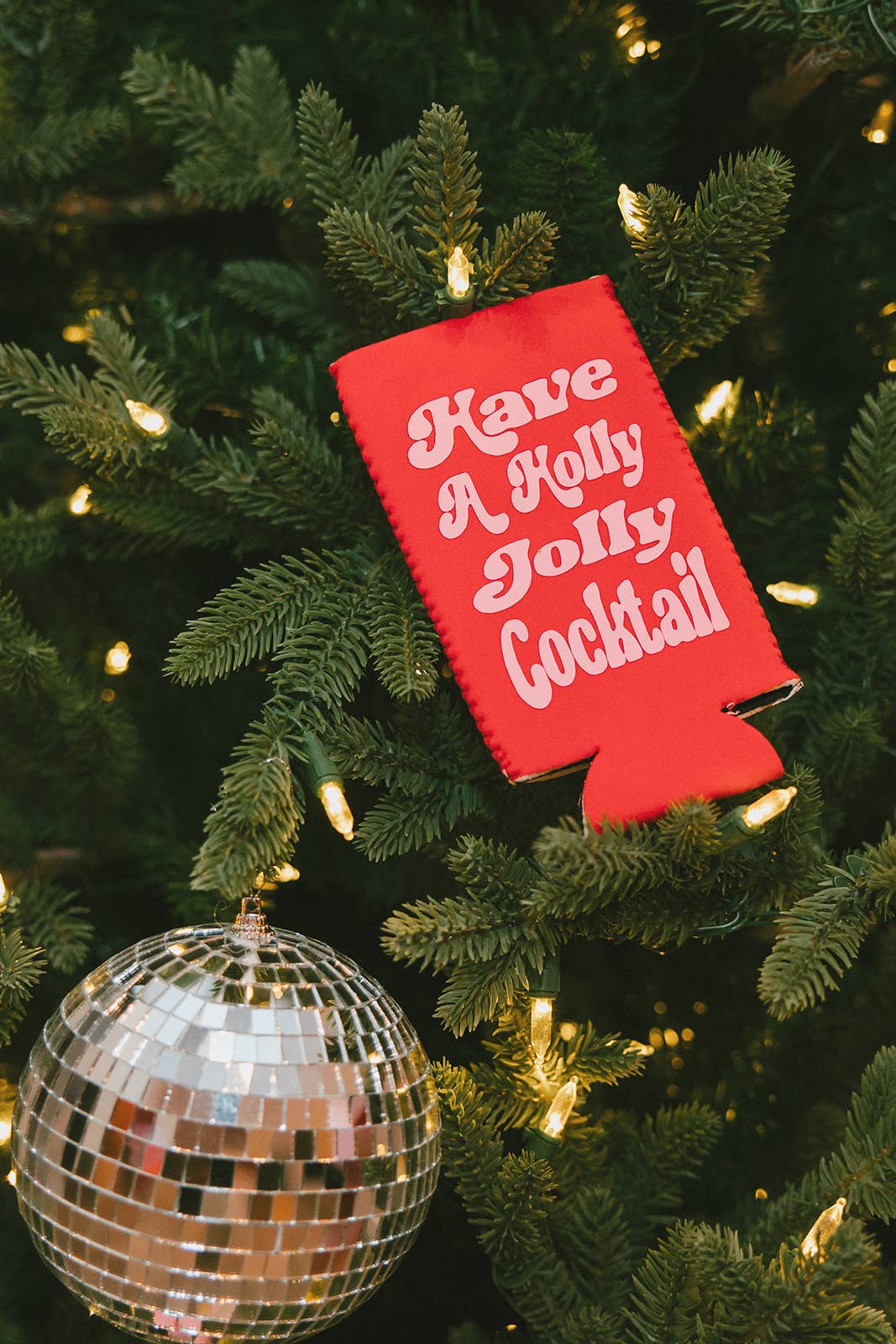 Have A Holly Jolly Cocktail Holiday Can Cooler: Red Regular Slim