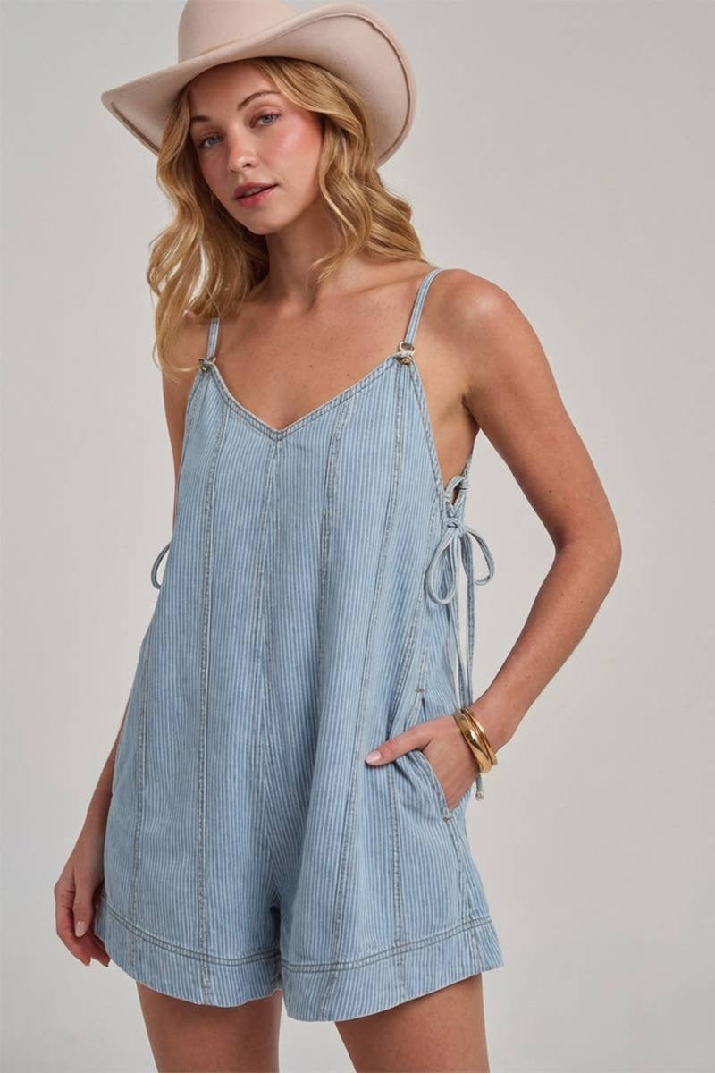Kelsie Pinstripe Denim Romper