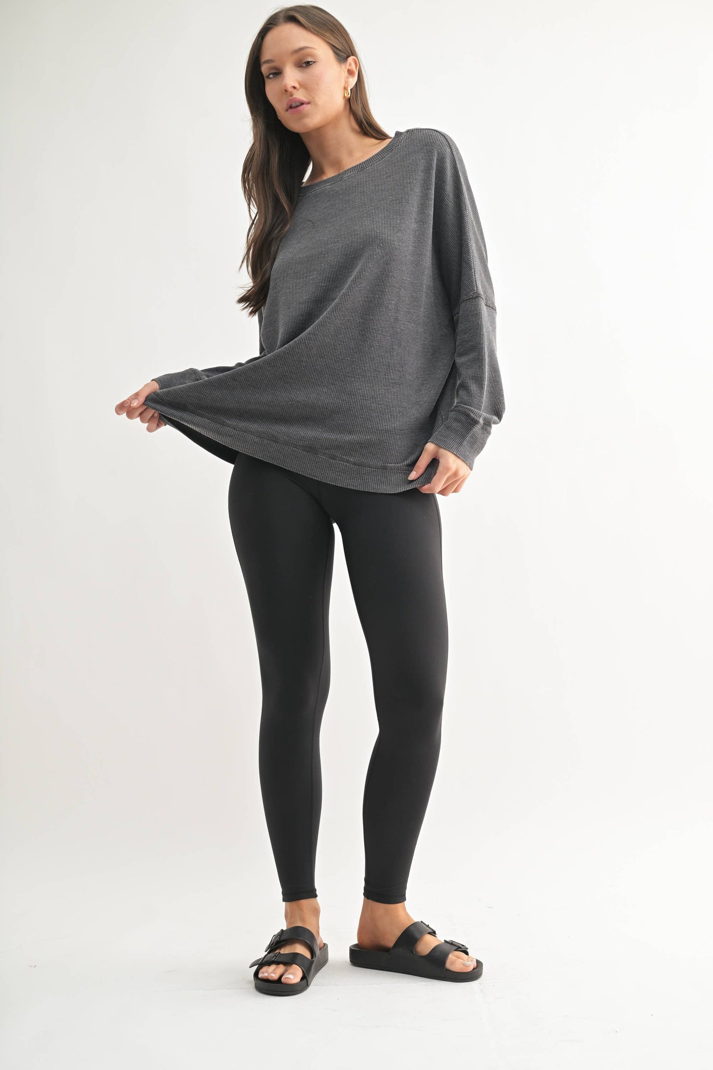 Wendy Ribbed Roundneck Pullover/Black