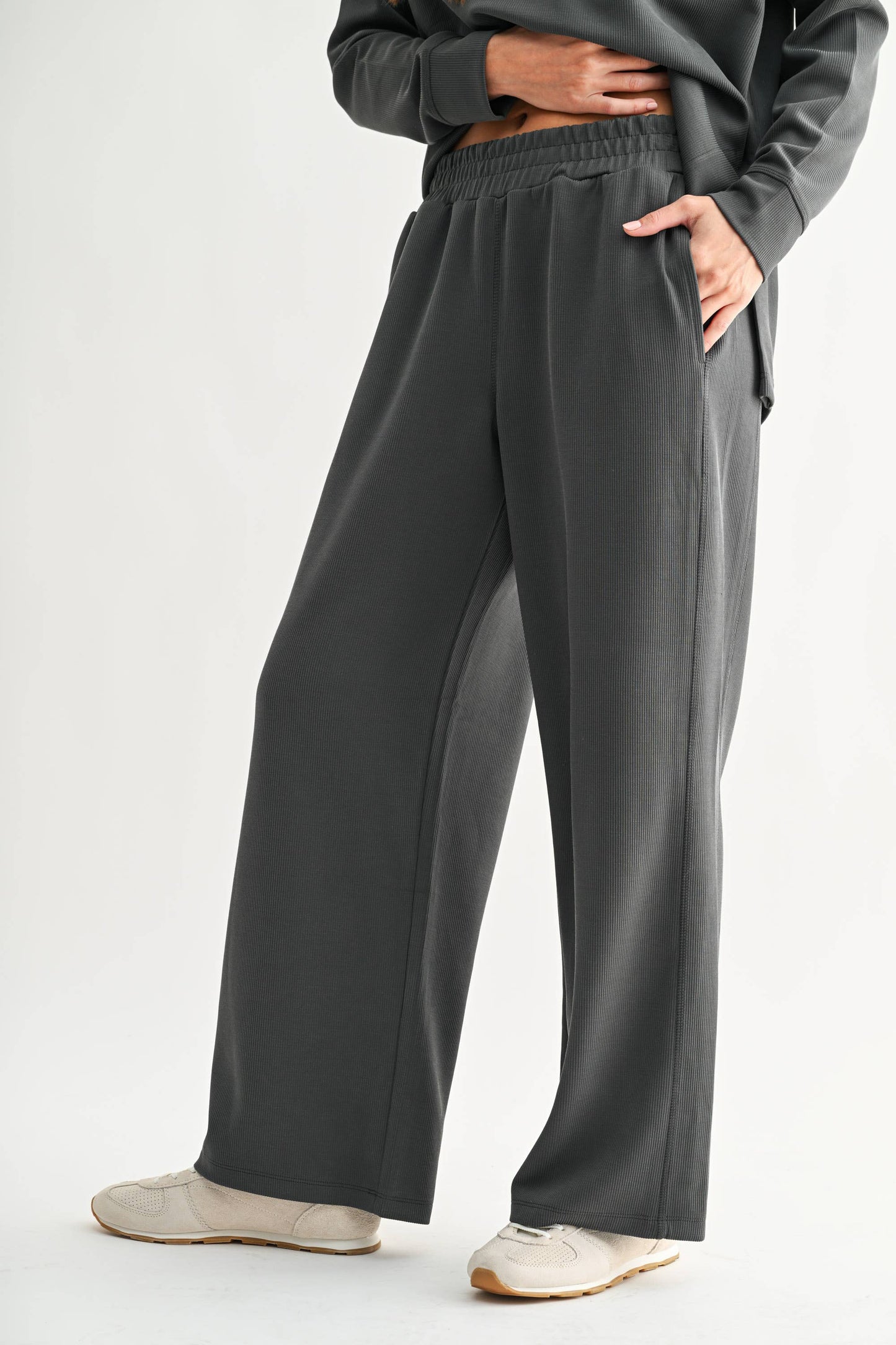 Luxe Rib Wide-Leg Pants/Ash Gray