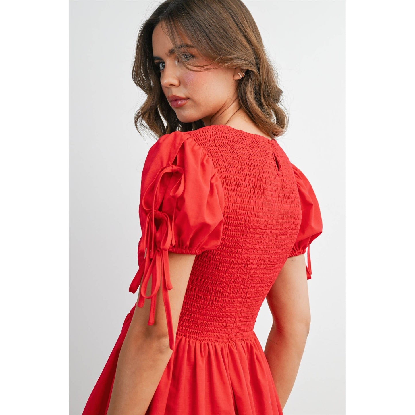 Brynna Tie Accent Dress: Red