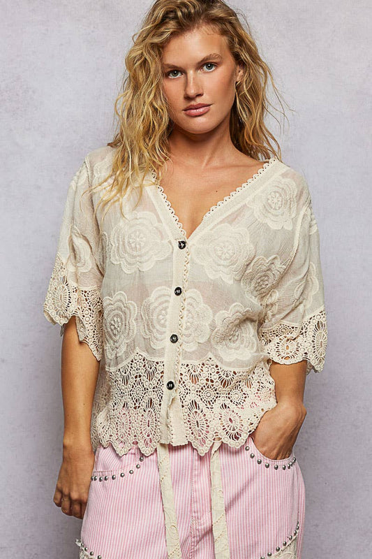 Carley Crochet Trim Top