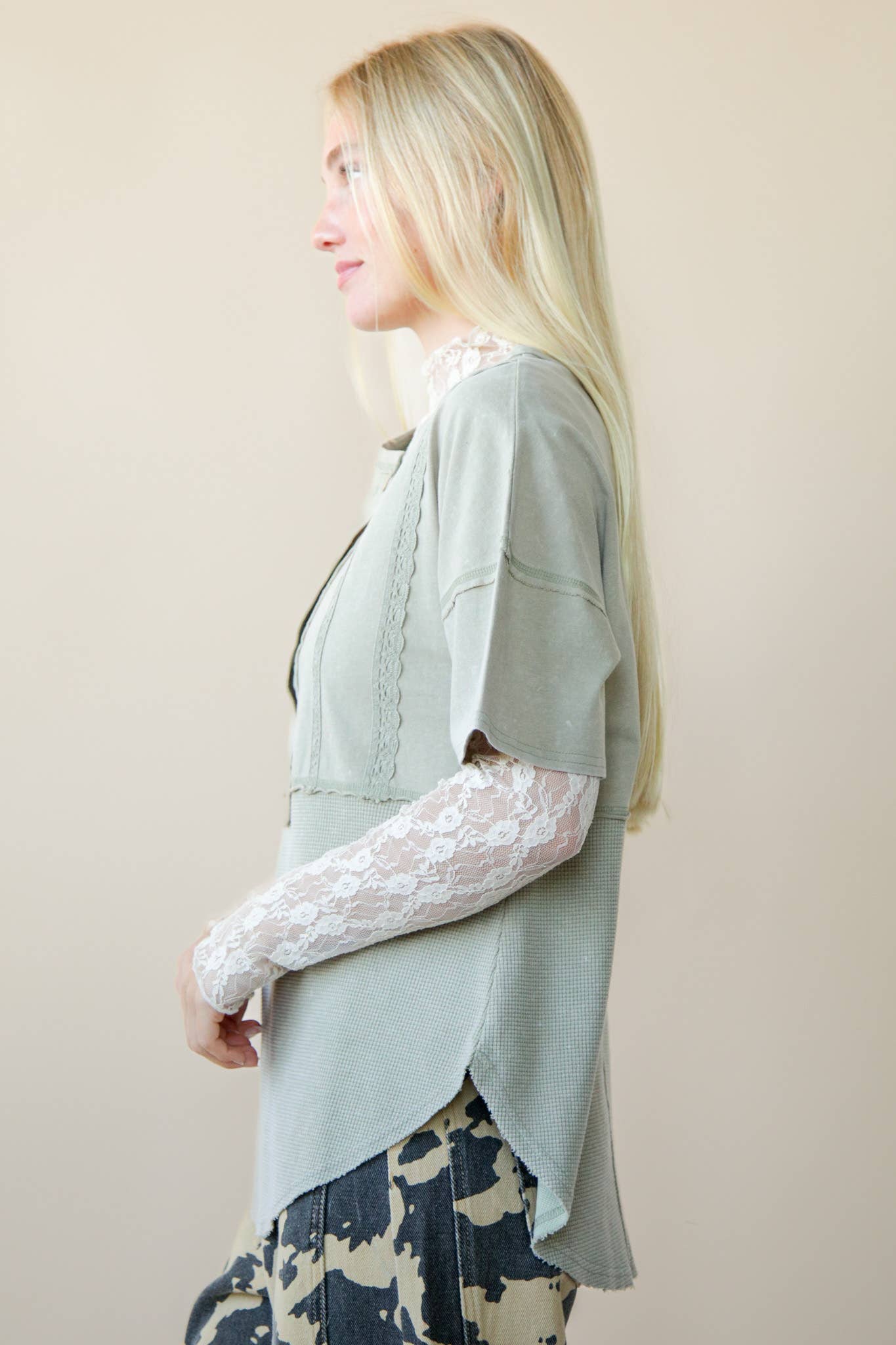 Let's Go Mineral Washed Top: Olive