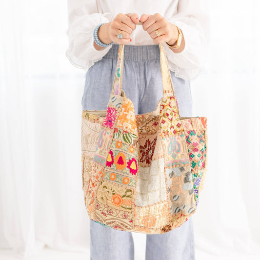 Tan Patchwork Tote