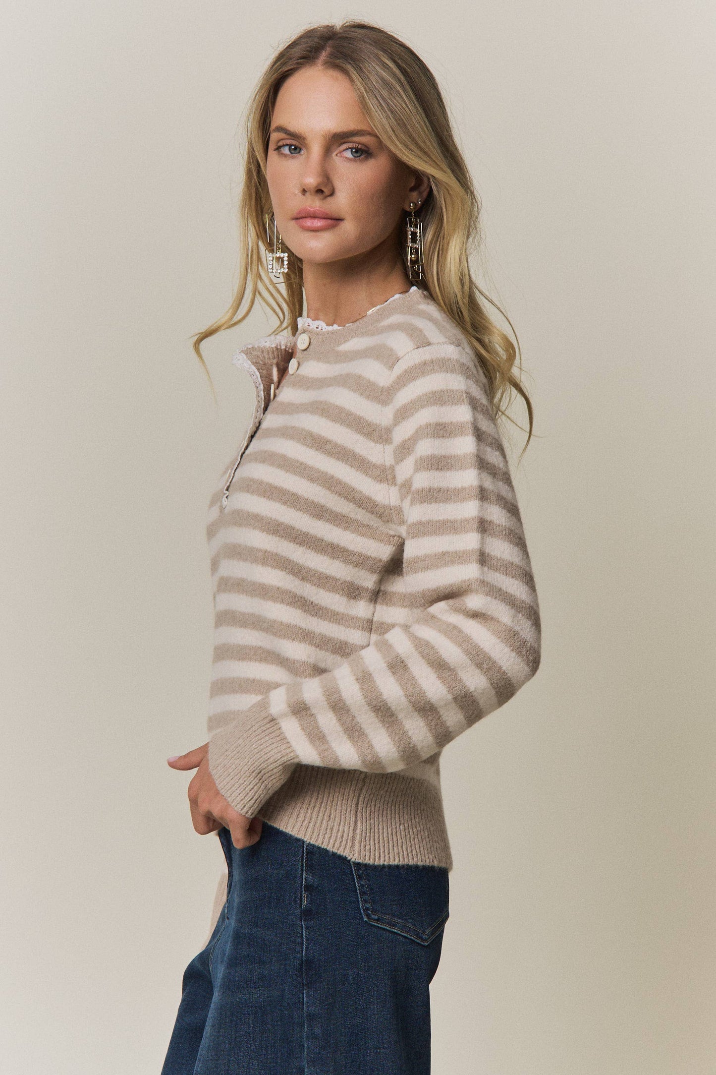 Lou Knit Sweater: Taupe