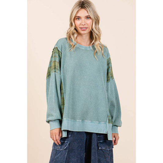 Moira Mineral Plaid Sweatshirt