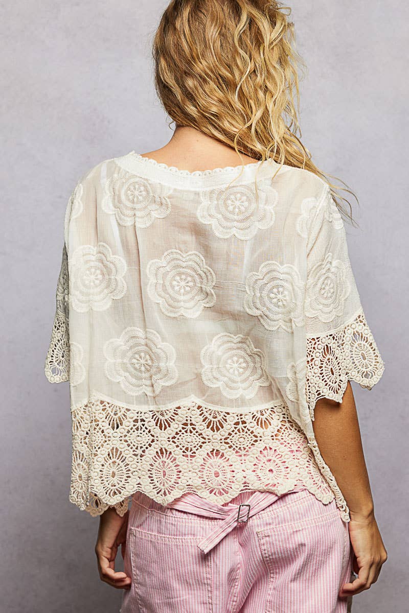 Carley Crochet Trim Top