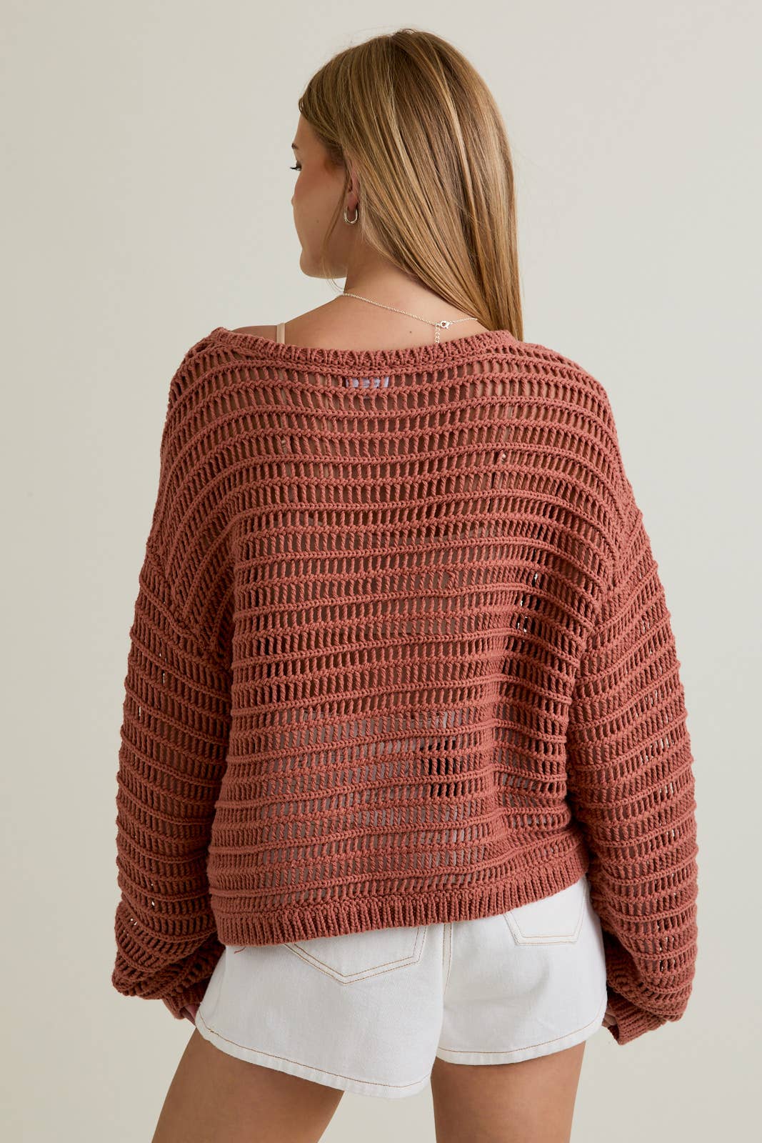 Daphne Openwork Sweater: Rust