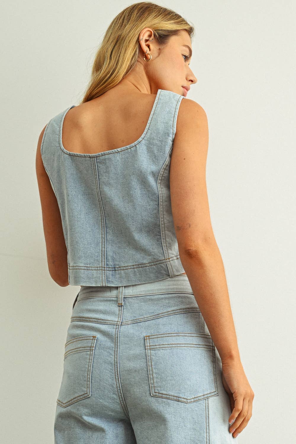 Beth Denim Block Tank
