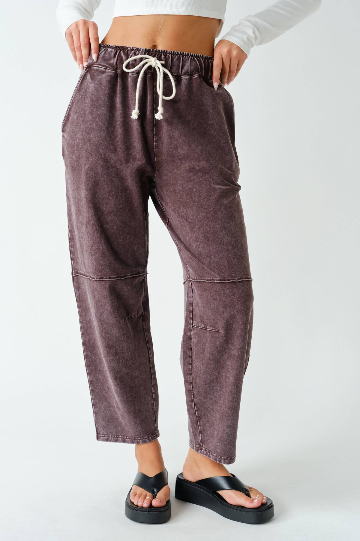 Margot Mineral Wash Cropped Pants/Coffee