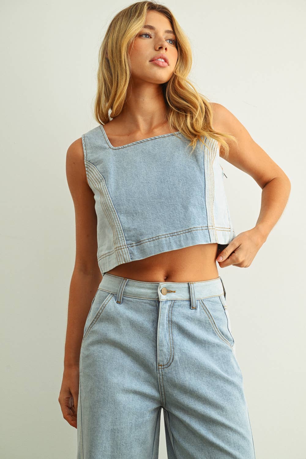Beth Denim Block Tank