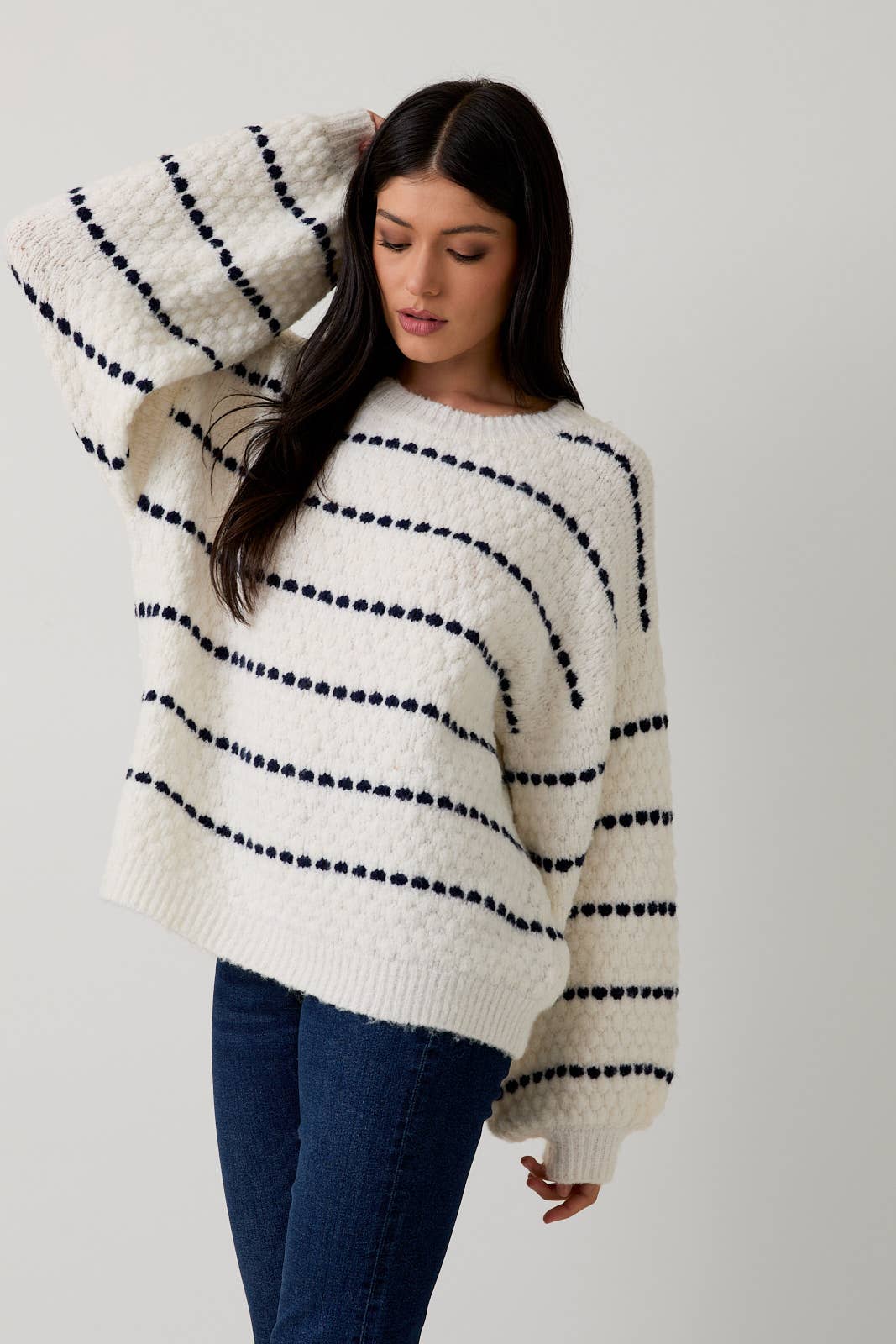 Kalise Stripe Bubble Sweater
