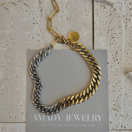 Ombré Double Two Tone Bracelet: Gold/Silver