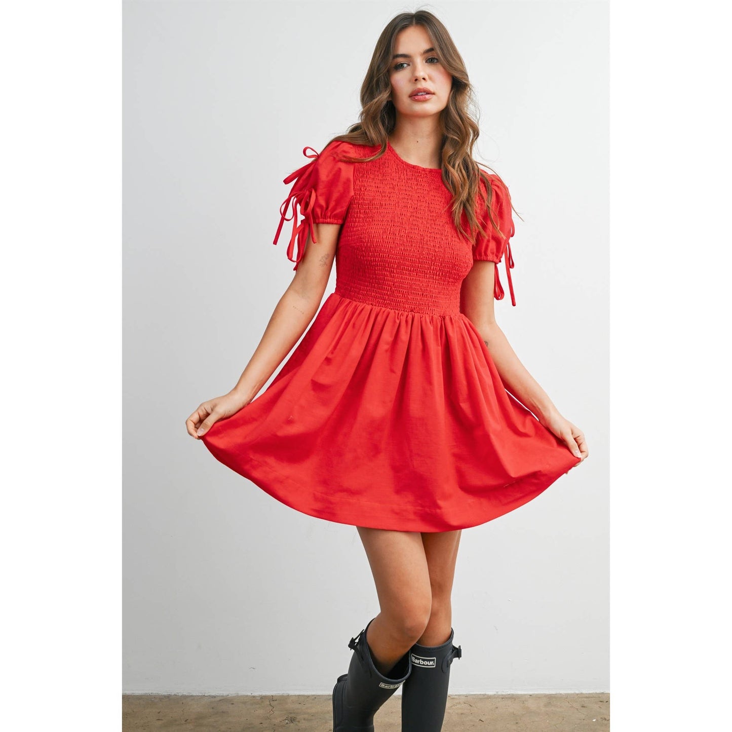 Brynna Tie Accent Dress: Red
