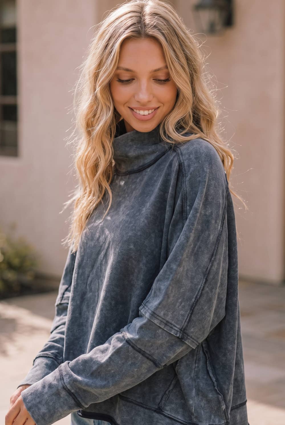 Chloe Acid Wash Mock Neck