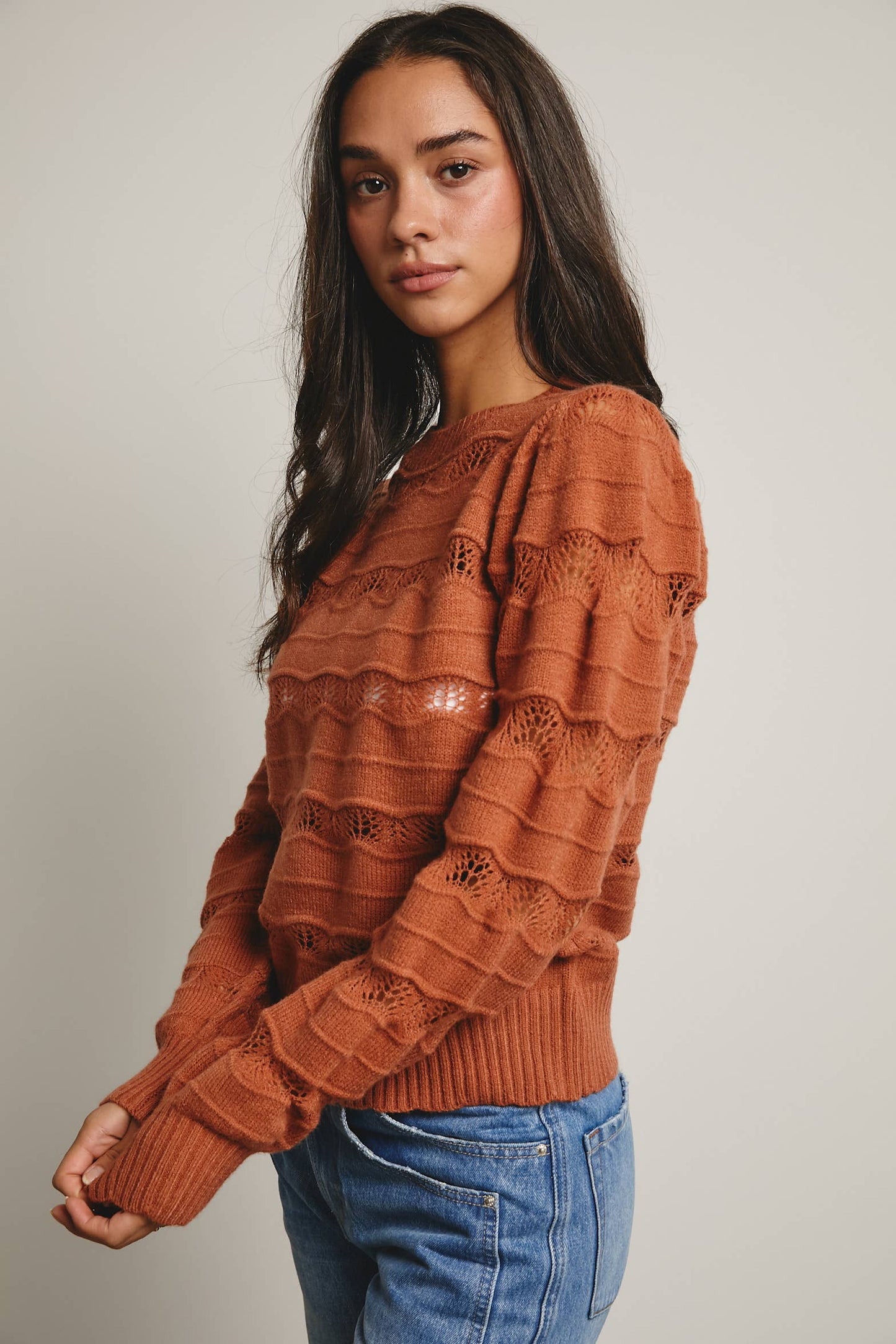 Pinella Stripe Knit: Terracotta