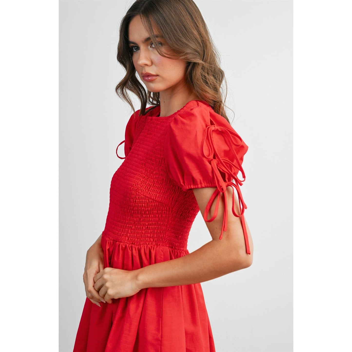 Brynna Tie Accent Dress: Red