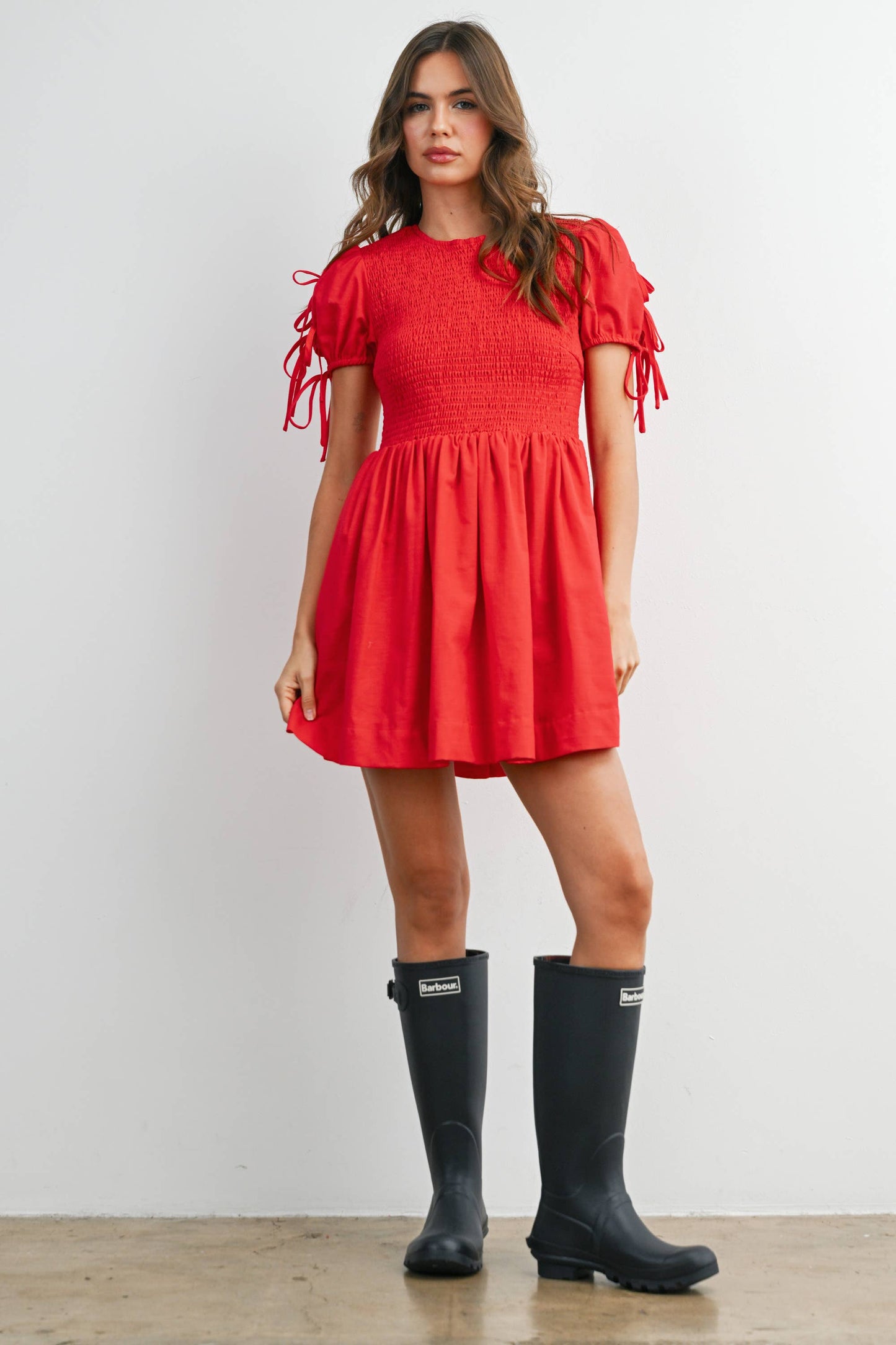 Brynna Tie Accent Dress: Red