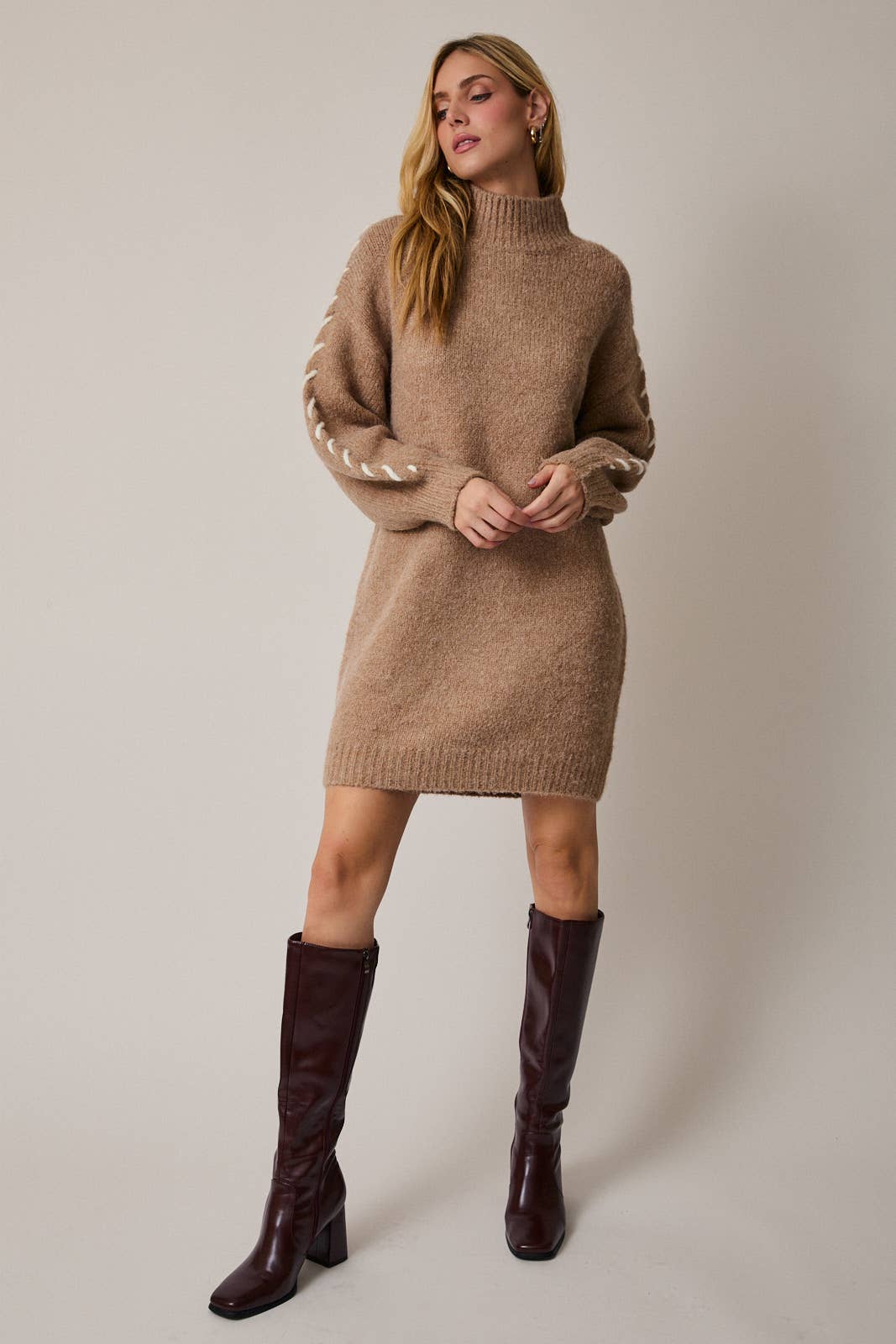 Kamri Sweater Dress: Mocha