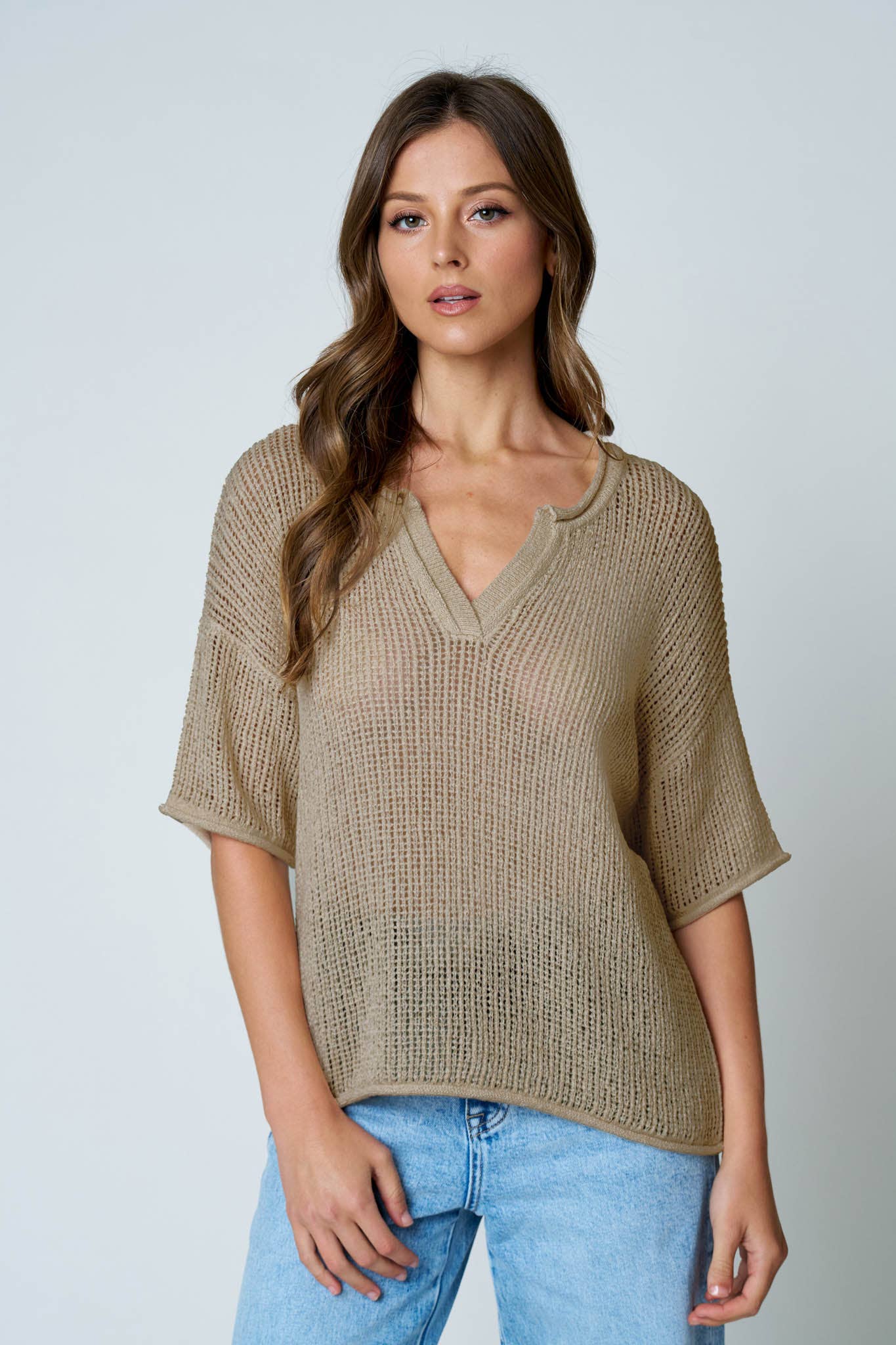 Bella Crochet Knit: KHAKI