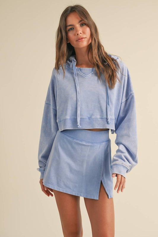 Mineral Wash Pullover Hoodie: Lavender Blue