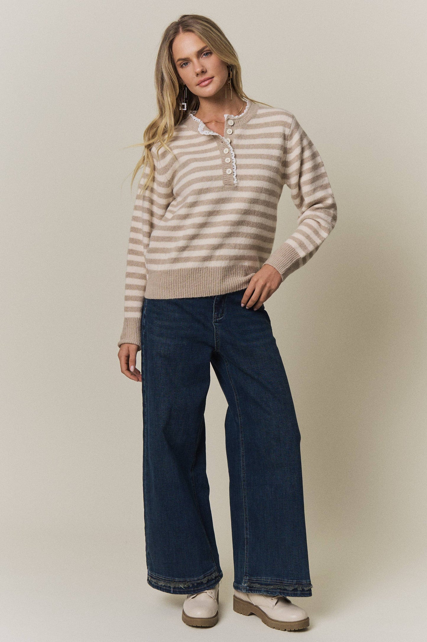 Lou Knit Sweater: Taupe