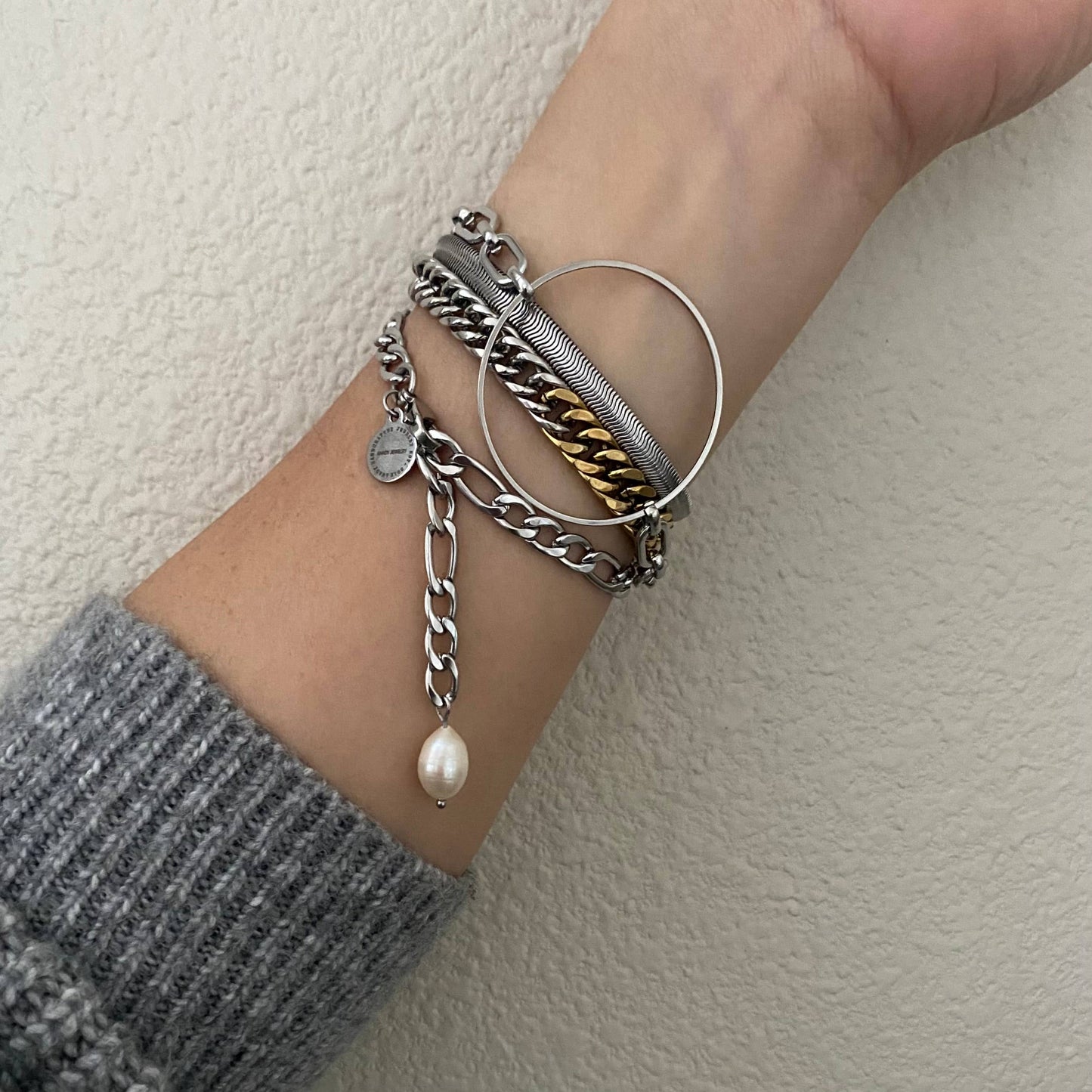 Ombré Double Two Tone Bracelet: Gold/Silver