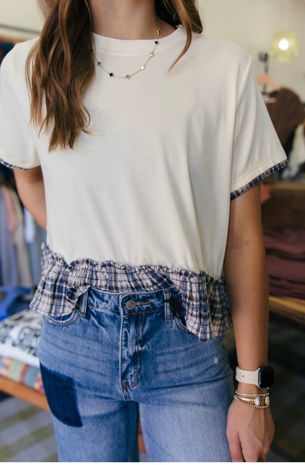 Gina Plaid Peplum