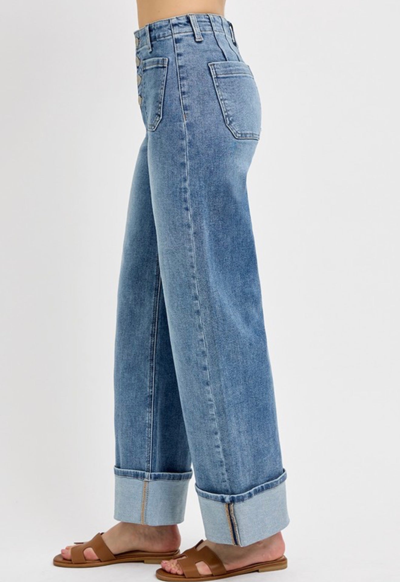 Rollins High Rise Cuffed Denim