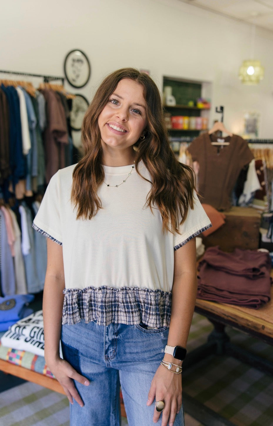 Gina Plaid Peplum