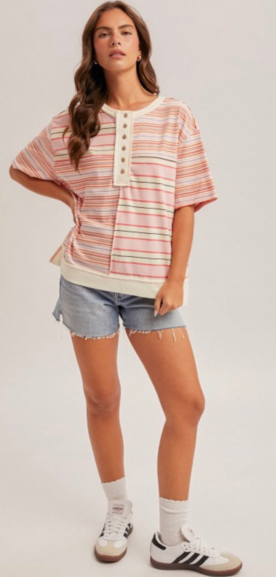 Serena Pink Henley Top
