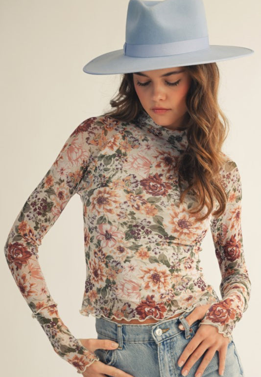 Mikayla Mesh Floral Top