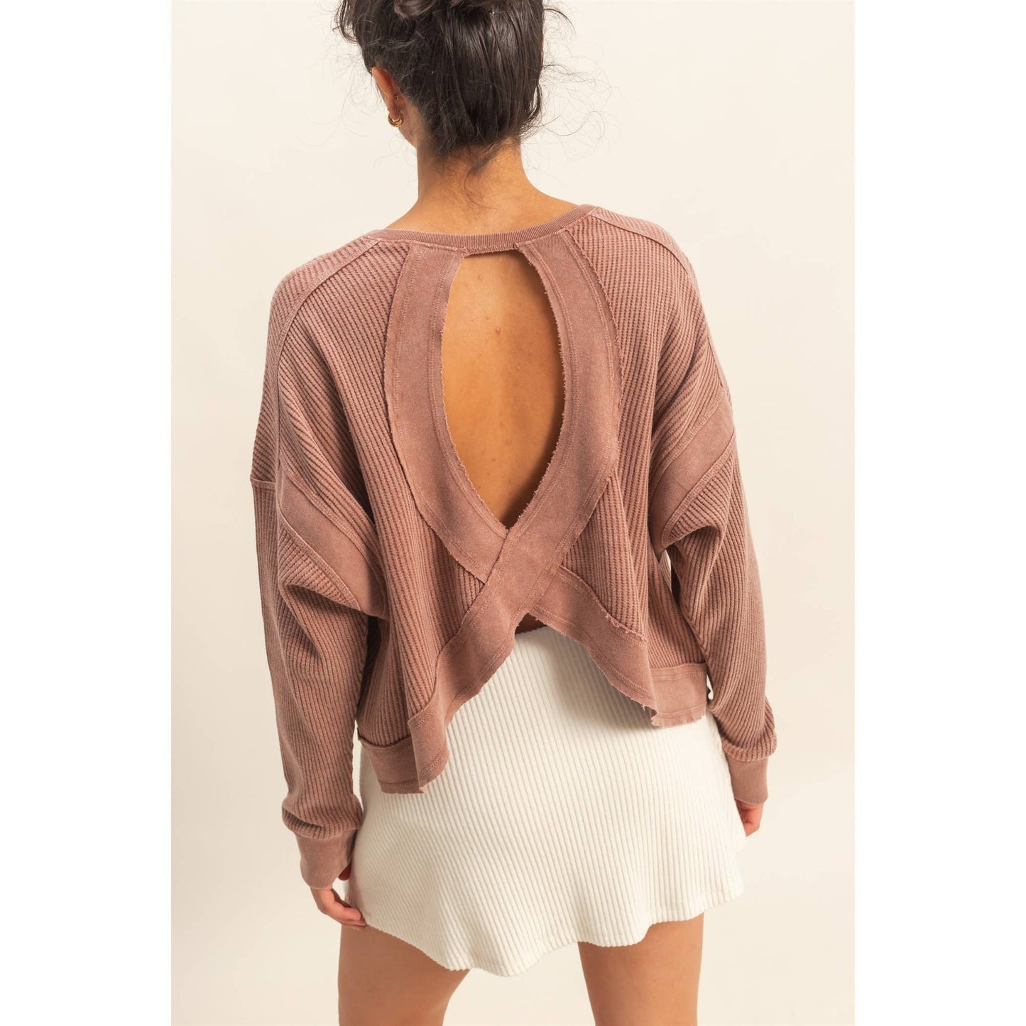 Camille Open Back Knit: Chestnut