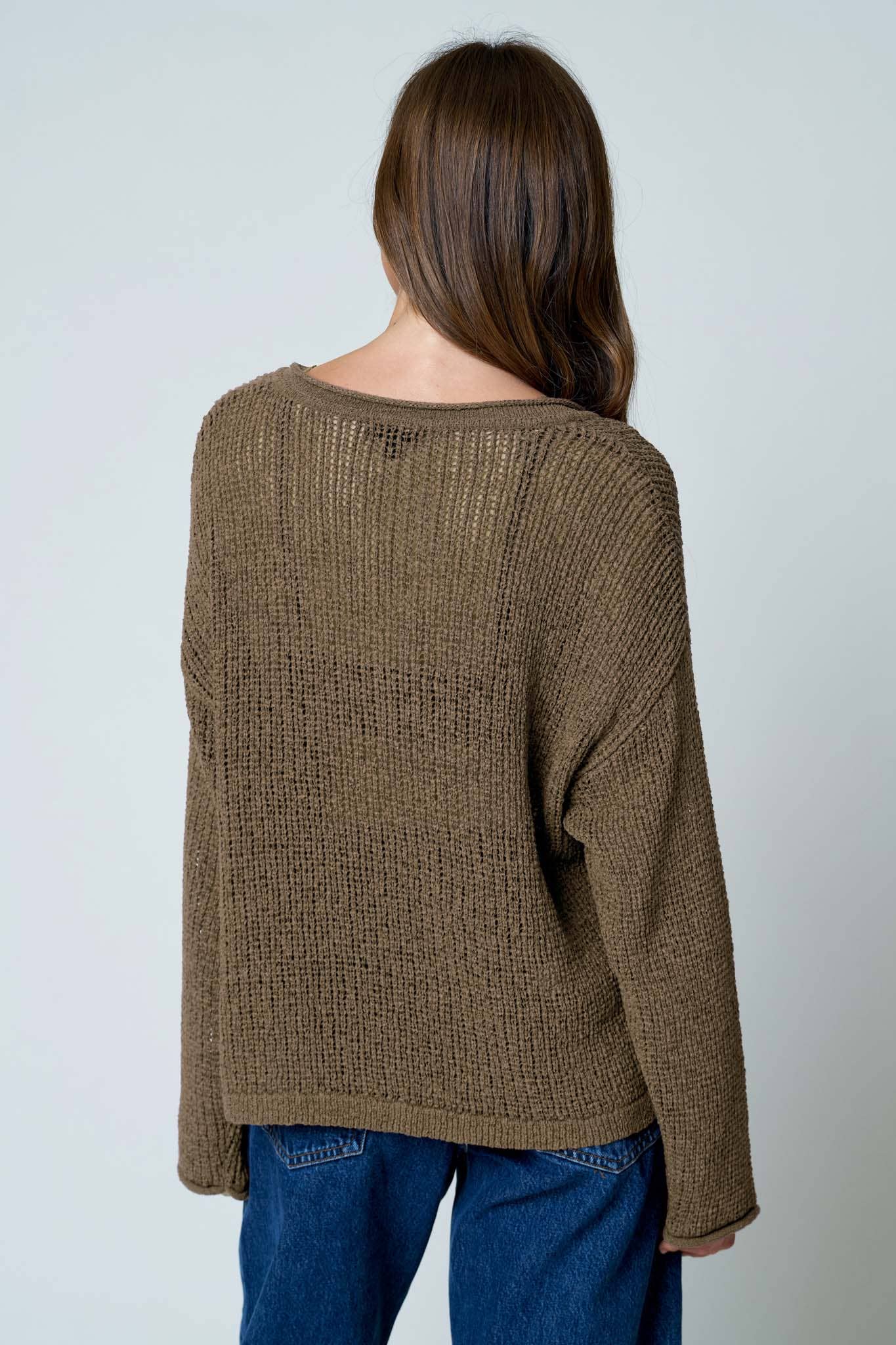Bella Crochet Knit Long Sleeve / Chocolate Brown