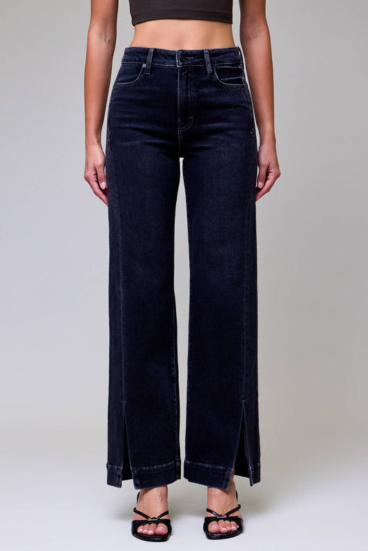 Alexandria Side Slit Straight: Charcoal