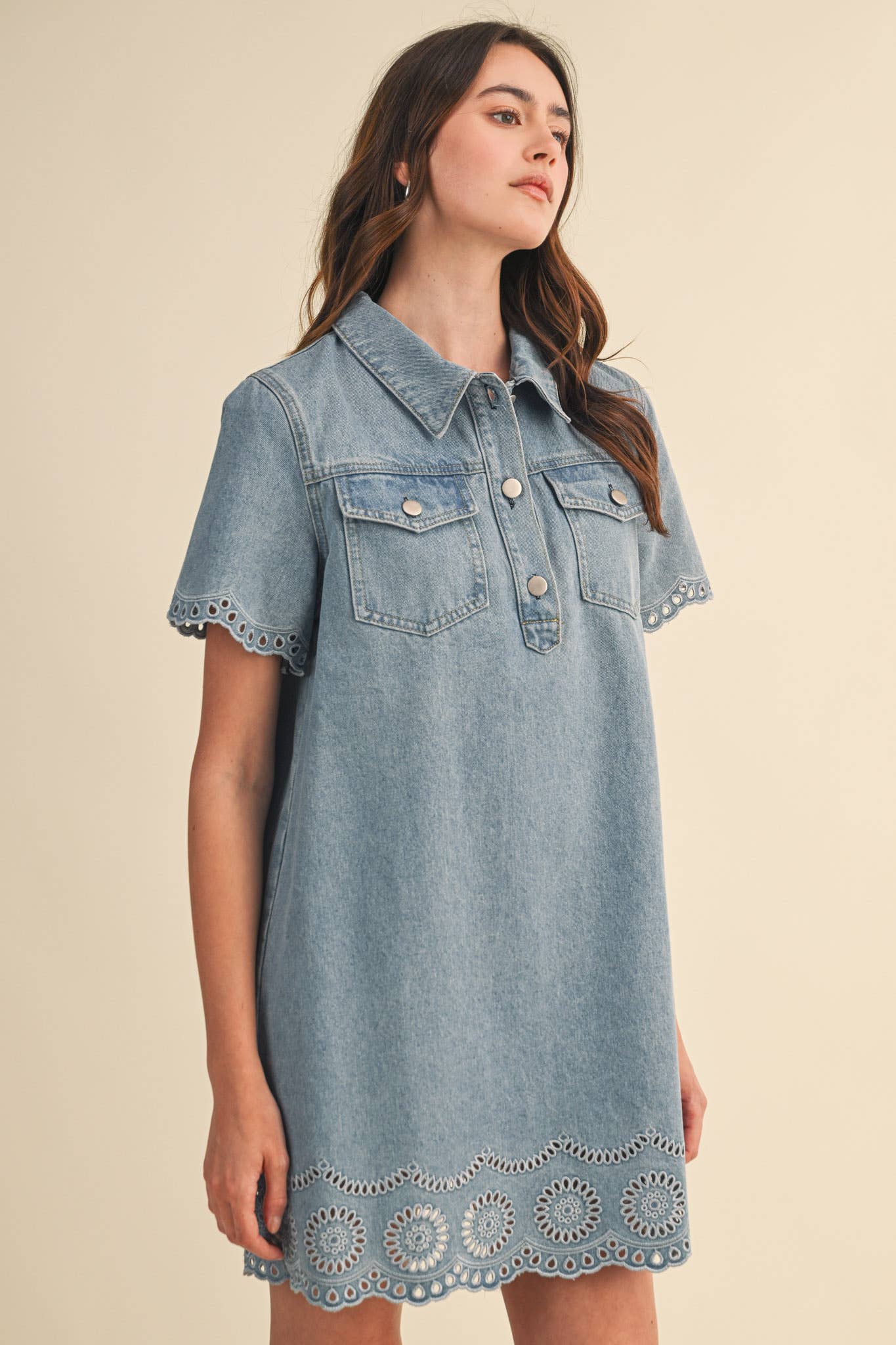 Morgan Eyelet Denim Dress
