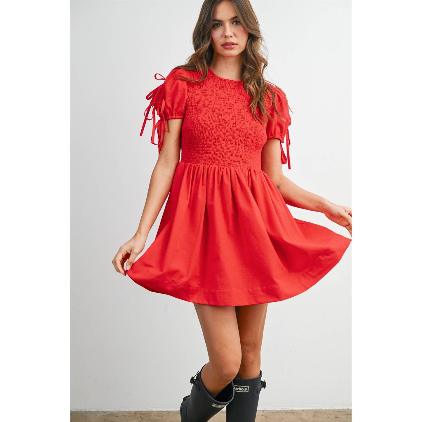 Brynna Tie Accent Dress: Red