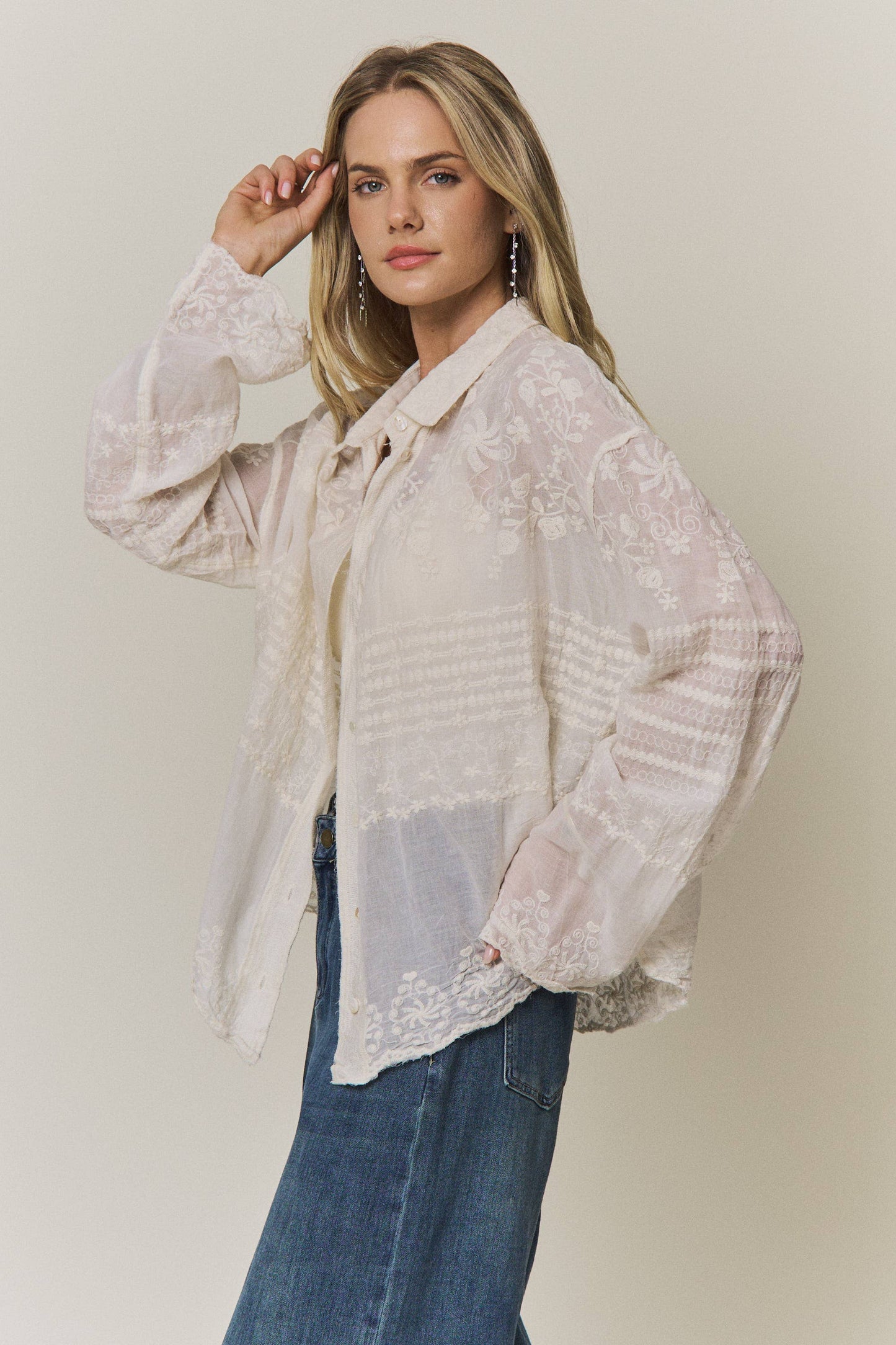 Addy Embroidered Button Up