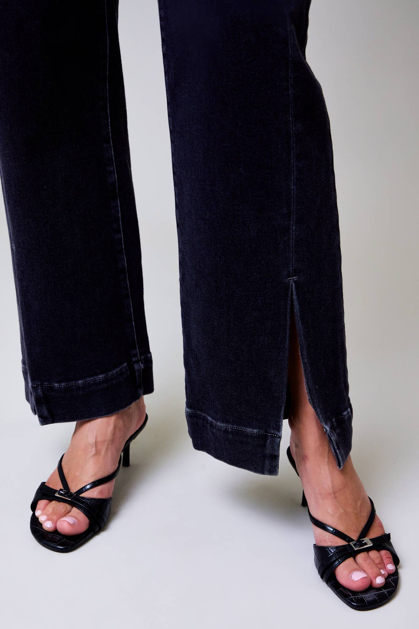 Alexandria Side Slit Straight: Charcoal