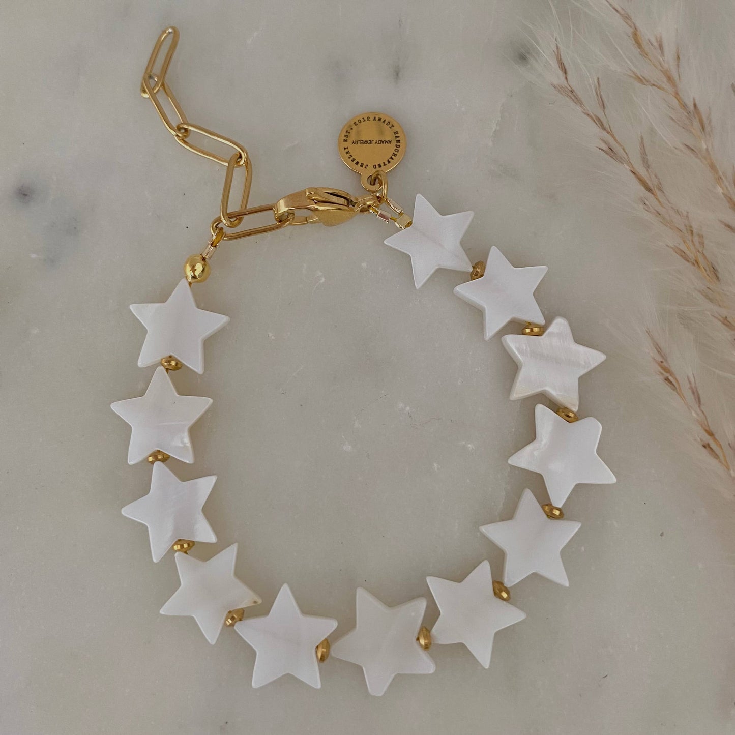Stars paperclip chain 18k gold plated bracelet