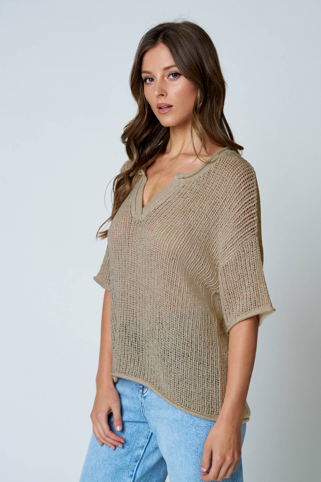 Bella Crochet Knit: KHAKI
