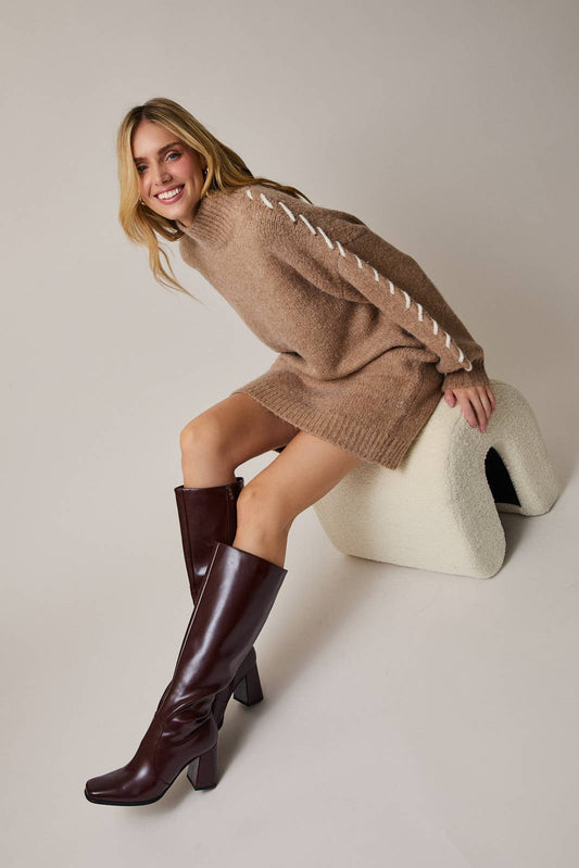 Kamri Sweater Dress: Mocha