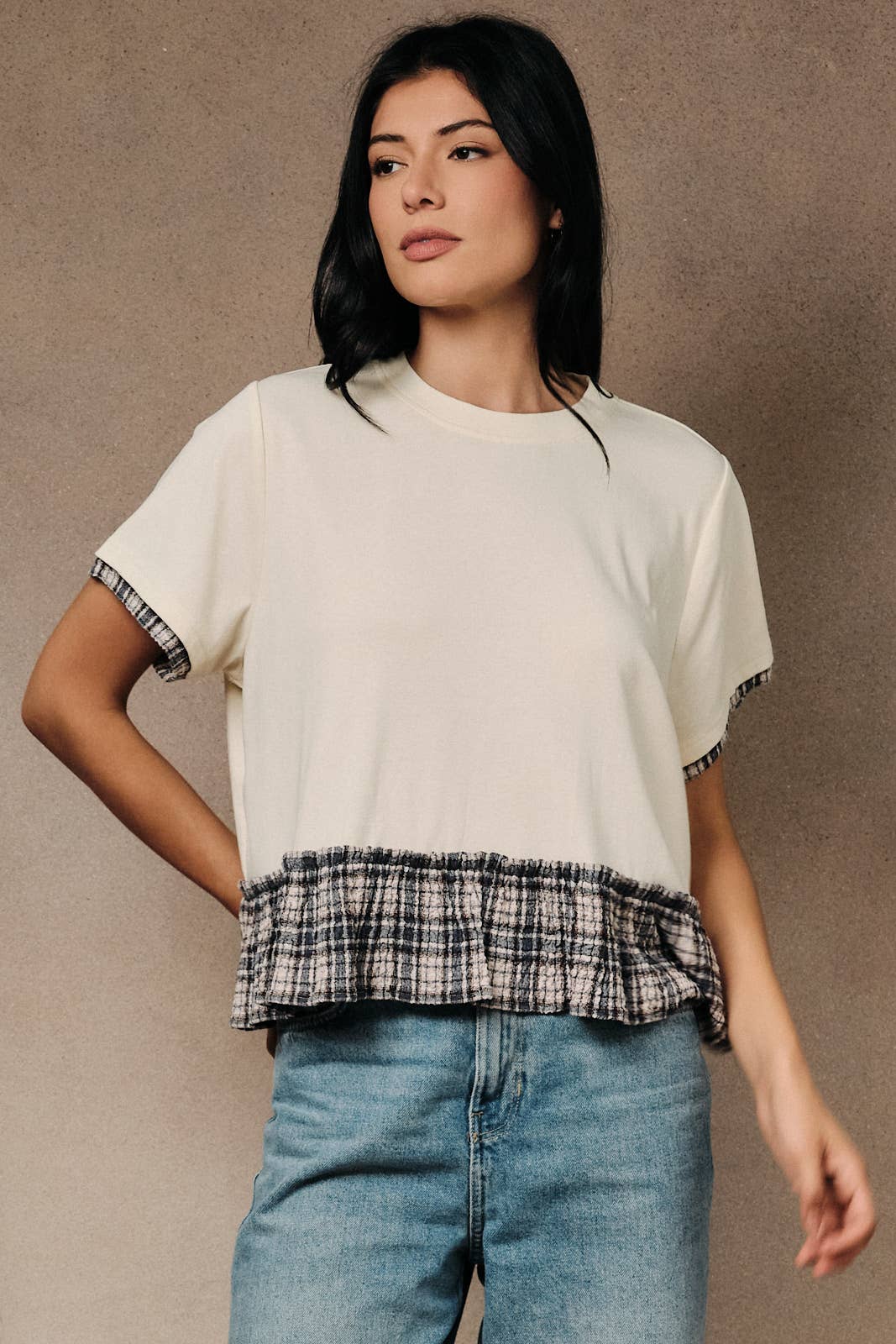 Gina Plaid Peplum