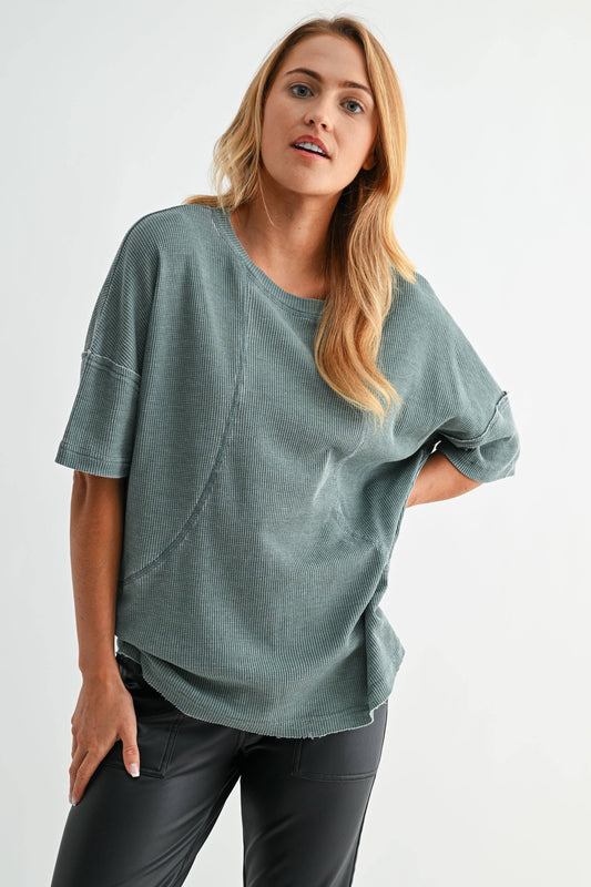 Make It Easy Waffle Tee: Silky Pine