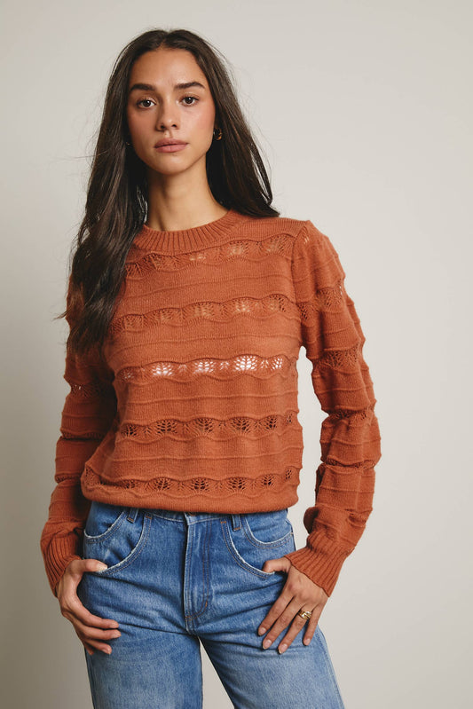 Pinella Stripe Knit: Terracotta