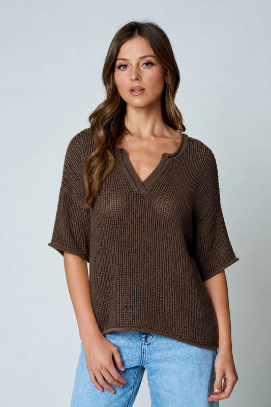 Bella Crochet Knit: Chocolate Brown