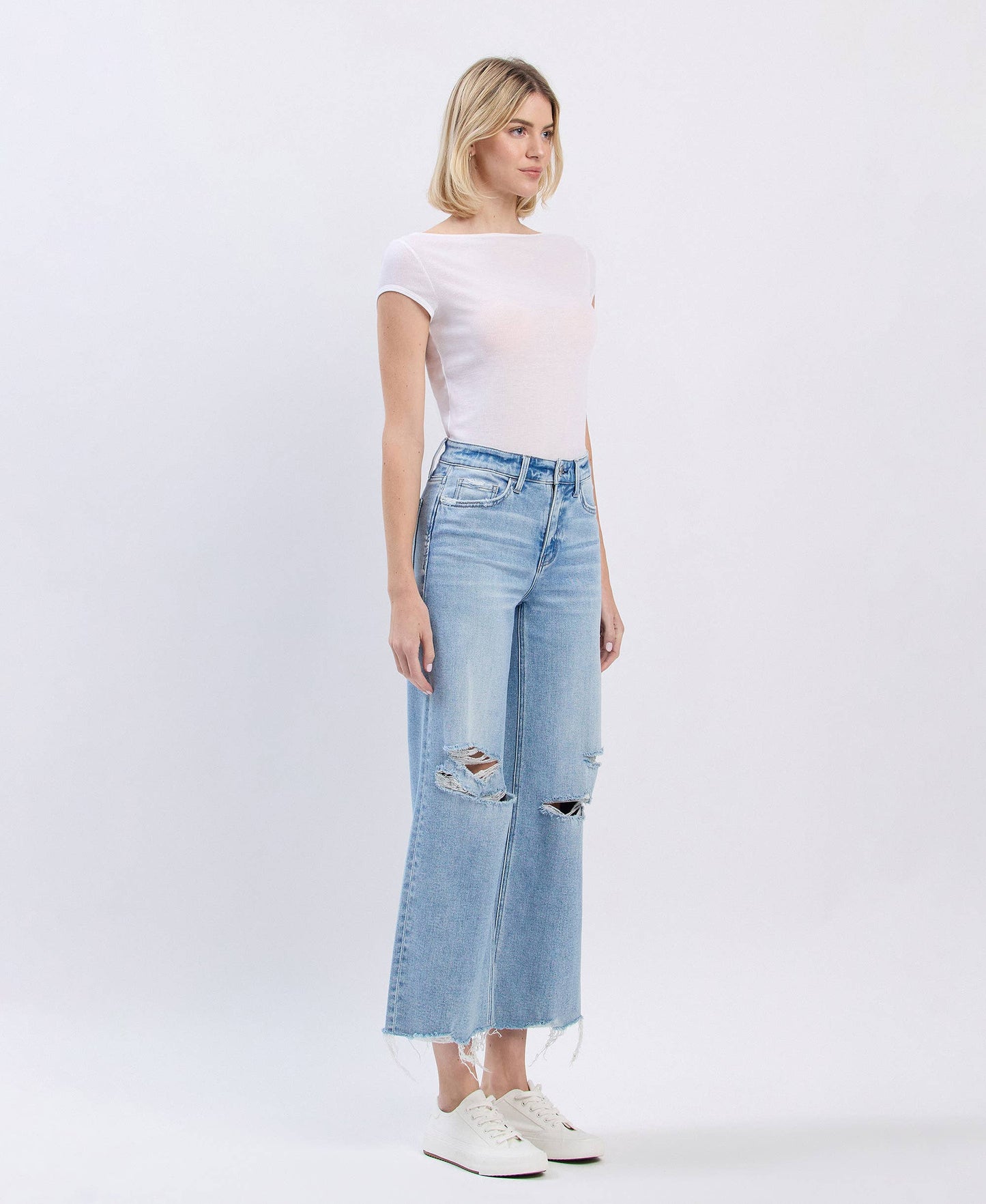 Shore Thing High Rise Distressed Cropped Denim